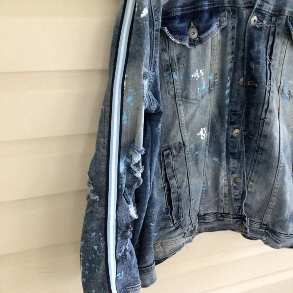JORDAN CRAIG DISTRESSED DENIM JACKET SZ 5 XL - Picture 2 of 6